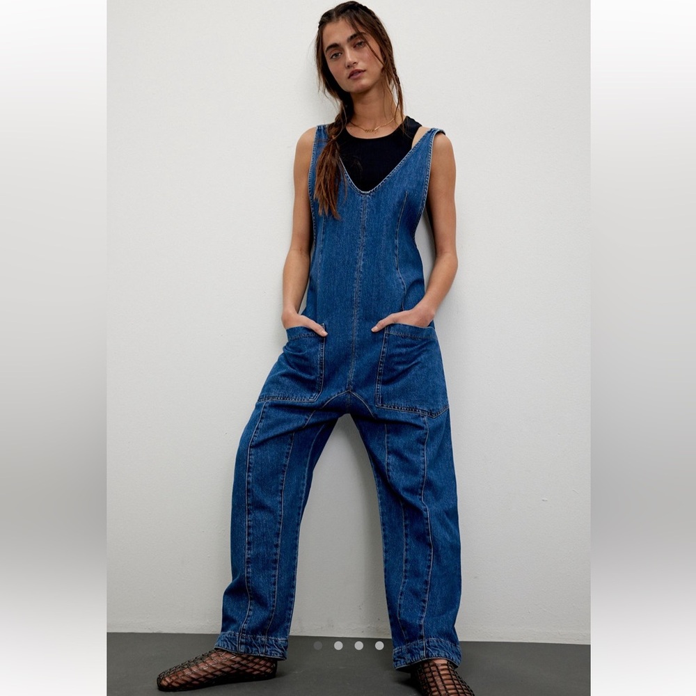 We The Free high roller denim jumpsuit size M